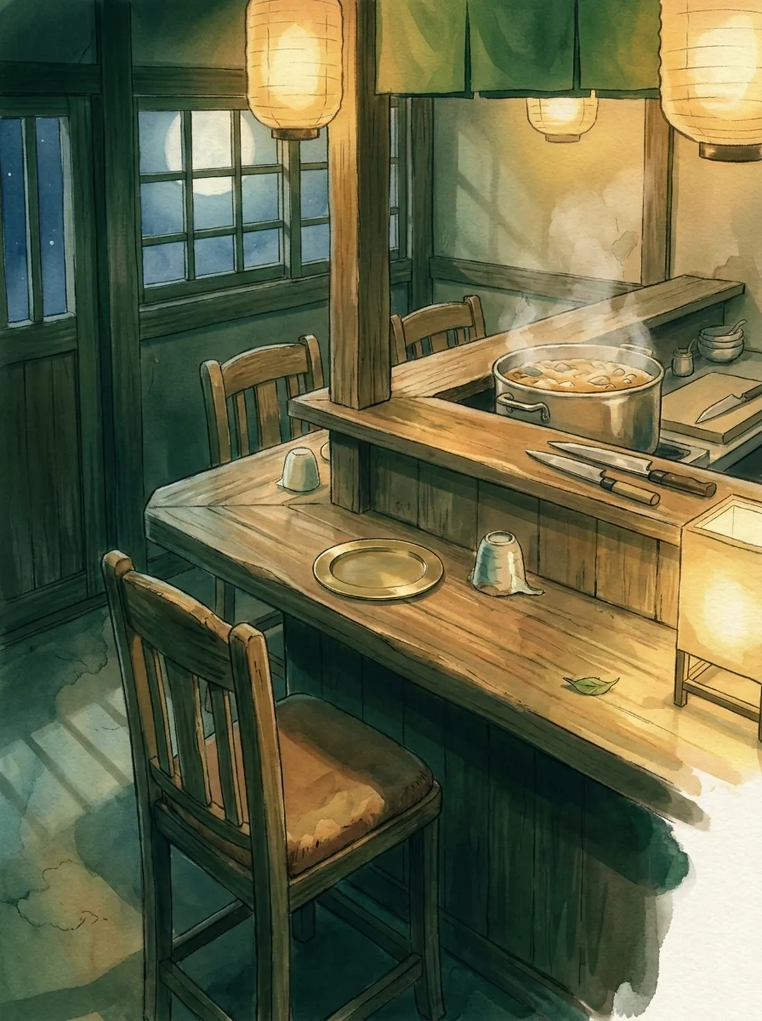 The corner stool at the end of the counter with a personal cup left waiting